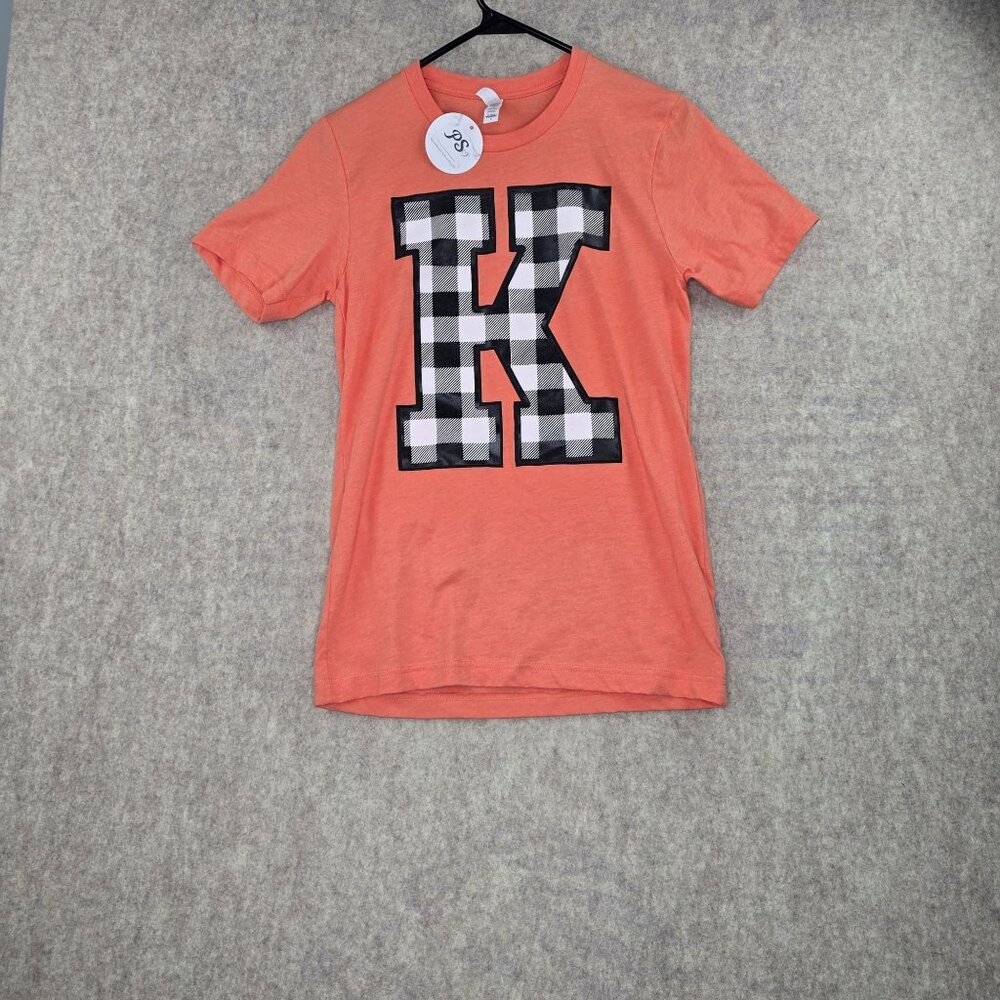 Coral Bella + Canvas T-Shirt With "K" Print Size S